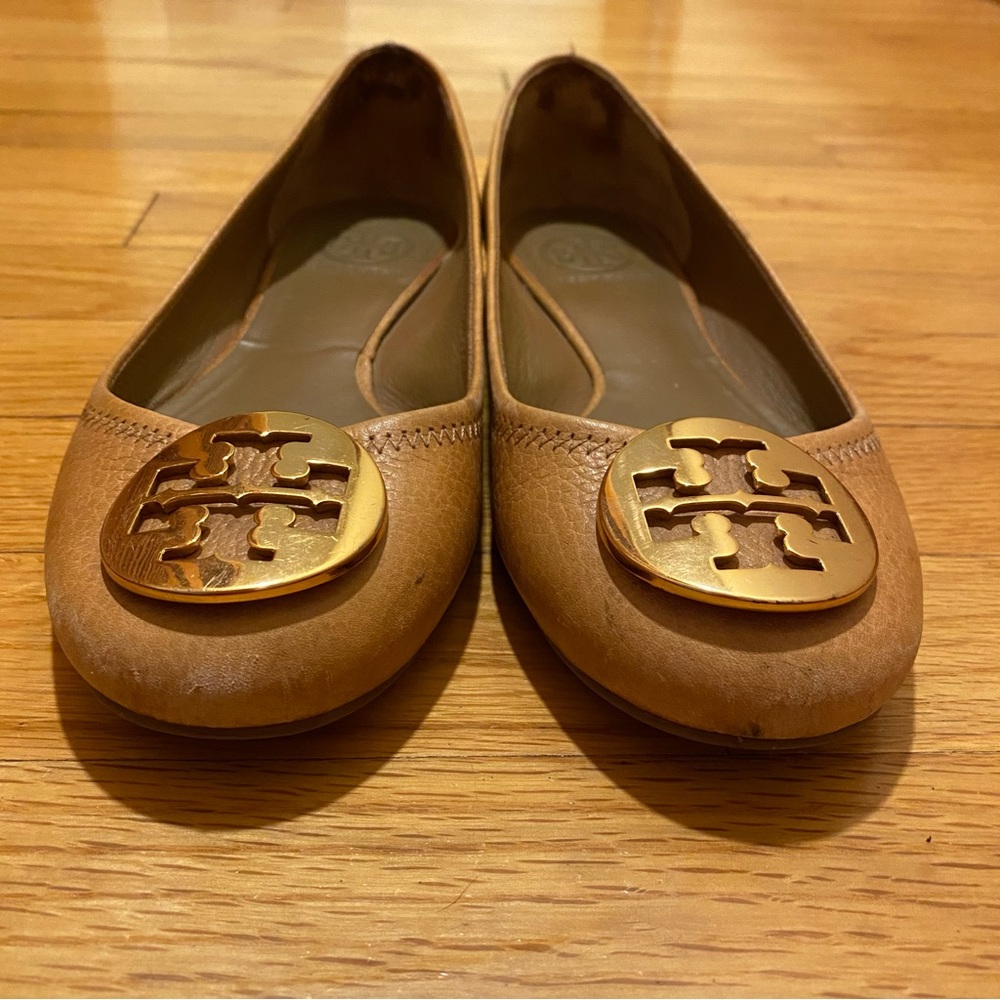 Tan Tory Burch Reva Flats - Picture 2 of 6